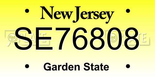 SE76808 New Jersey License Plate