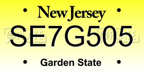 SE7G505 New Jersey License Plate