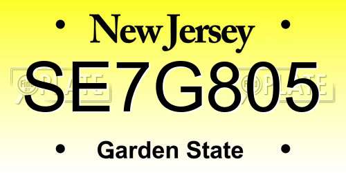SE7G805 New Jersey License Plate