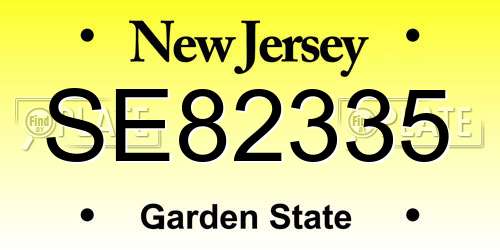SE82335 New Jersey License Plate