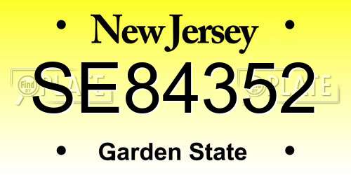 SE84352 New Jersey License Plate