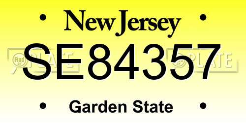 SE84357 New Jersey License Plate