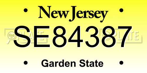 SE84387 New Jersey License Plate