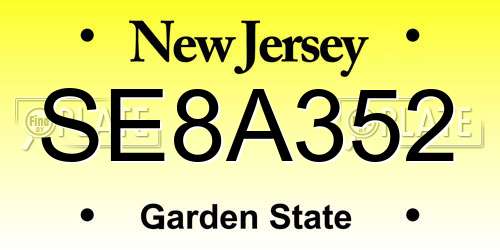 SE8A352 New Jersey License Plate