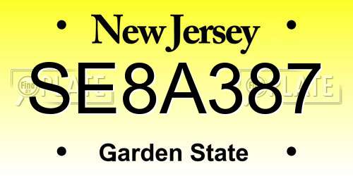 SE8A387 New Jersey License Plate