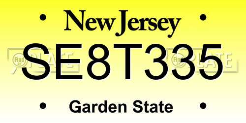 SE8T335 New Jersey License Plate