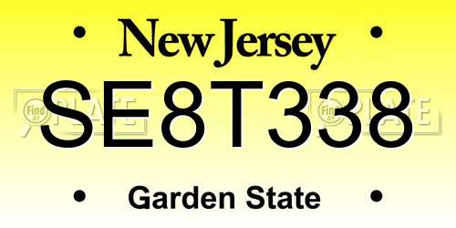 SE8T338 New Jersey License Plate