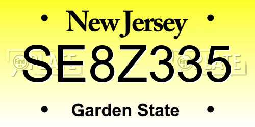 SE8Z335 New Jersey License Plate