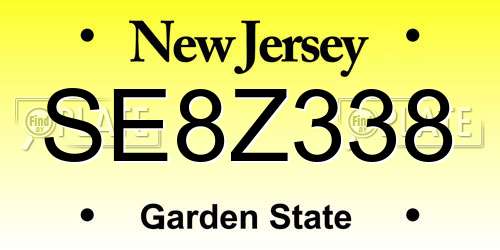SE8Z338 New Jersey License Plate