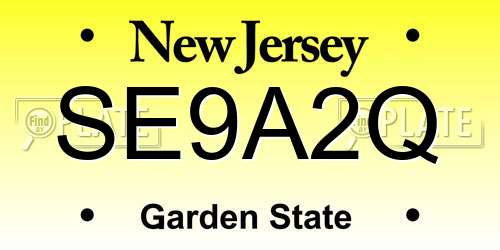 SE9A2Q New Jersey License Plate