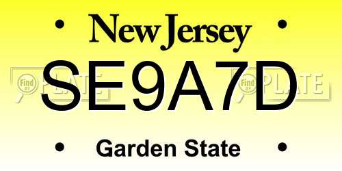 SE9A7D New Jersey License Plate