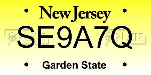 SE9A7Q New Jersey License Plate