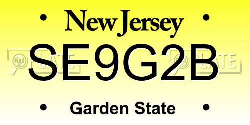 SE9G2B New Jersey License Plate