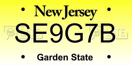 SE9G7B New Jersey License Plate