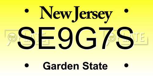 SE9G7S New Jersey License Plate