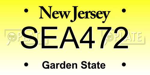 SEA472 New Jersey License Plate