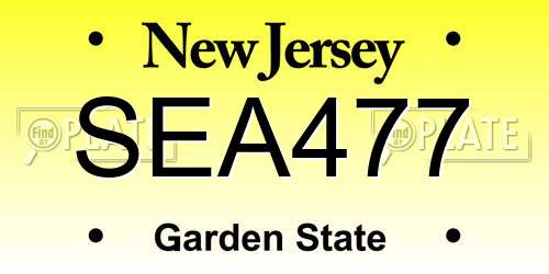 SEA477 New Jersey License Plate