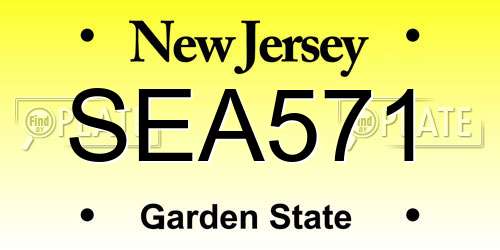 SEA571 New Jersey License Plate