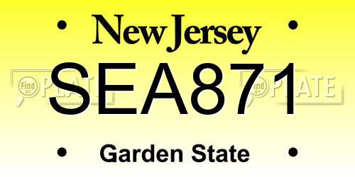 SEA871 New Jersey License Plate