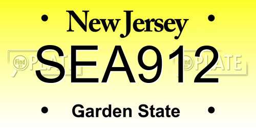 SEA912 New Jersey License Plate