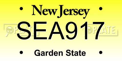 SEA917 New Jersey License Plate