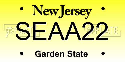 SEAA22 New Jersey License Plate