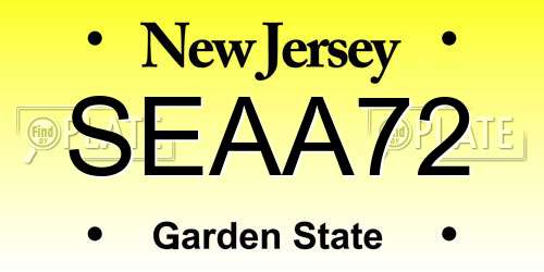SEAA72 New Jersey License Plate