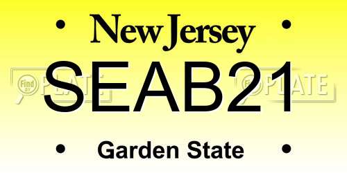 SEAB21 New Jersey License Plate