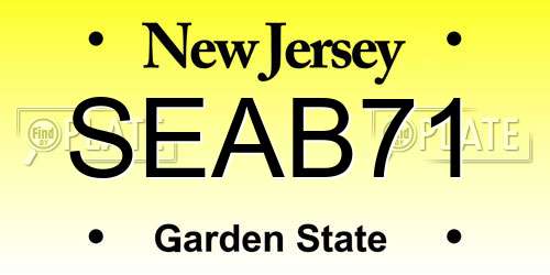 SEAB71 New Jersey License Plate
