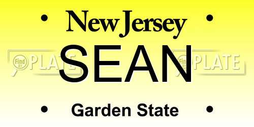 SEAN New Jersey License Plate