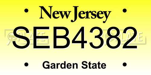 SEB4382 New Jersey License Plate