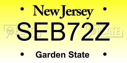 SEB72Z New Jersey License Plate