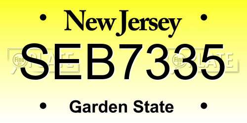 SEB7335 New Jersey License Plate