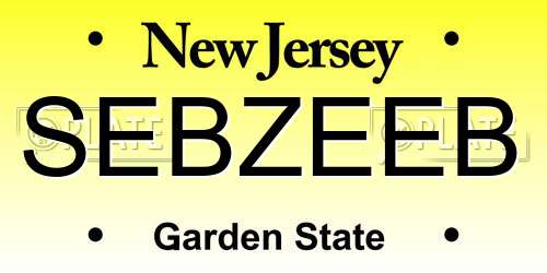 SEBZEEB New Jersey License Plate