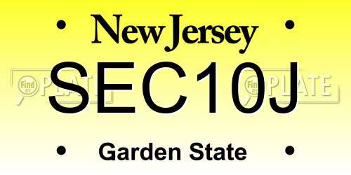 SEC10J New Jersey License Plate