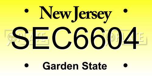 SEC6604 New Jersey License Plate