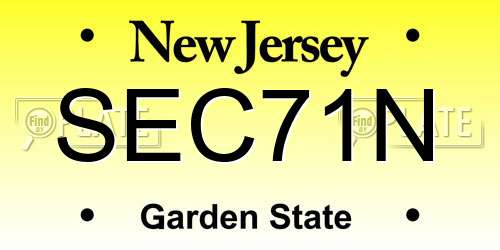 SEC71N New Jersey License Plate