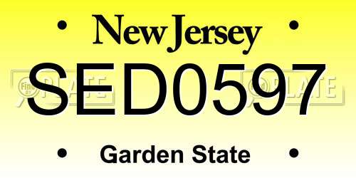 SED0597 New Jersey License Plate