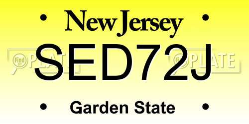 SED72J New Jersey License Plate