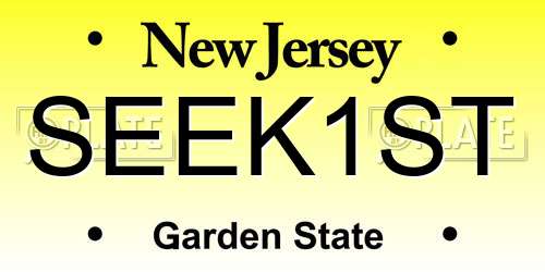 SEEK1ST New Jersey License Plate