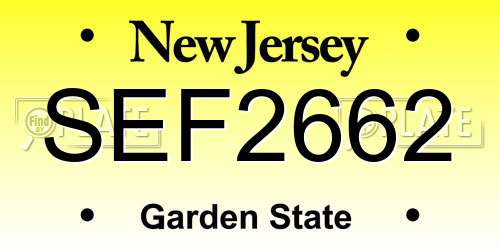 SEF2662 New Jersey License Plate