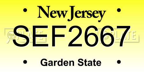 SEF2667 New Jersey License Plate
