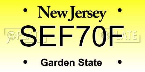 SEF70F New Jersey License Plate