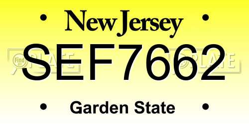 SEF7662 New Jersey License Plate