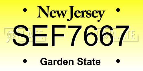 SEF7667 New Jersey License Plate