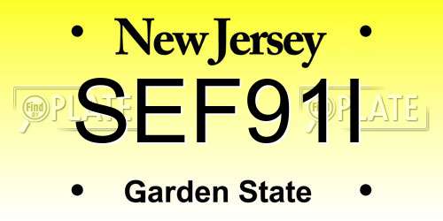 SEF91I New Jersey License Plate