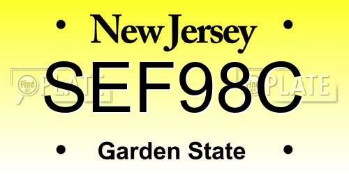 SEF98C New Jersey License Plate