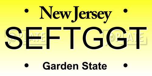 SEFTGGT New Jersey License Plate