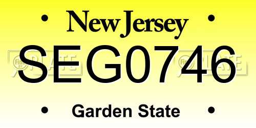 SEG0746 New Jersey License Plate