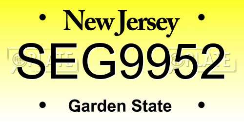 SEG9952 New Jersey License Plate